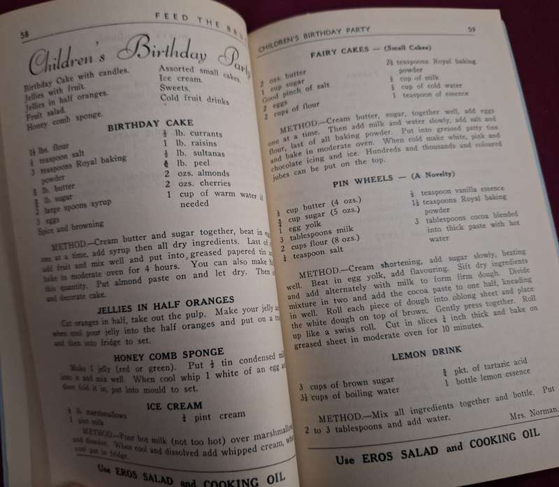 "Feed the Brute" a collection of recipes - Melville School 1954 English text.
