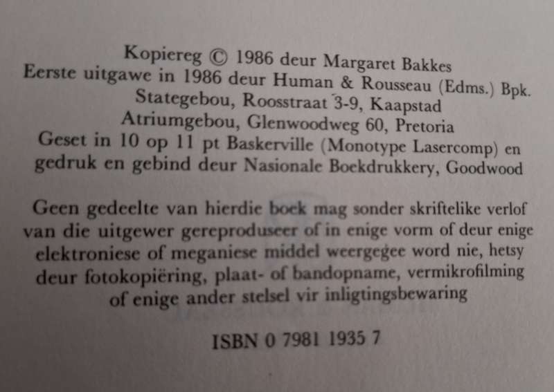 My Ouma in Kaneel - Margaret Bakkes Afrikaans text, 1st edition 1986 very rare