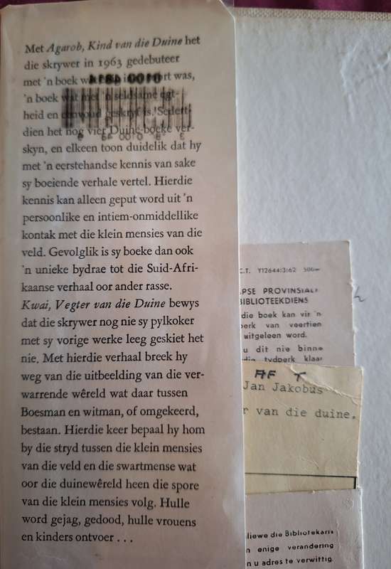 KWAI-Vegter van die Duine-Jan J van der Post -1966 1st edition. Afrikaans Text