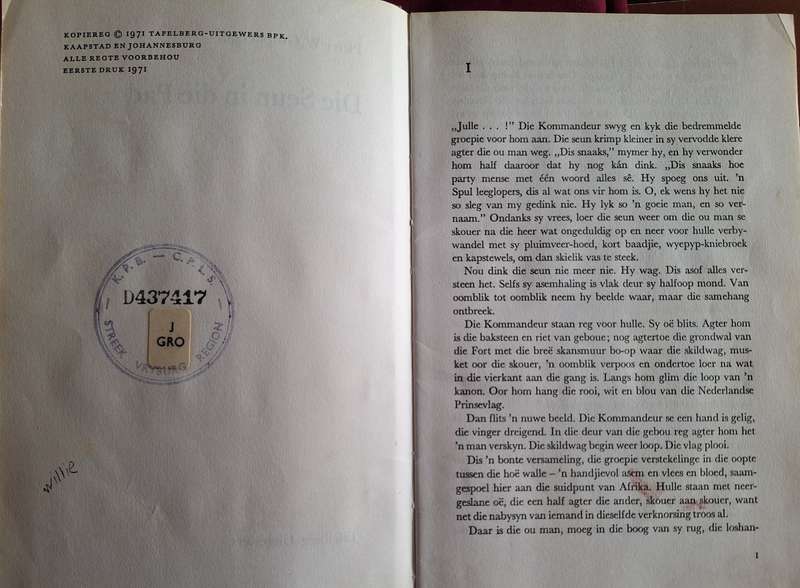 die seun in die pad-pieter w grobbelaar- 1971 1st edition. Afrikaans Text.