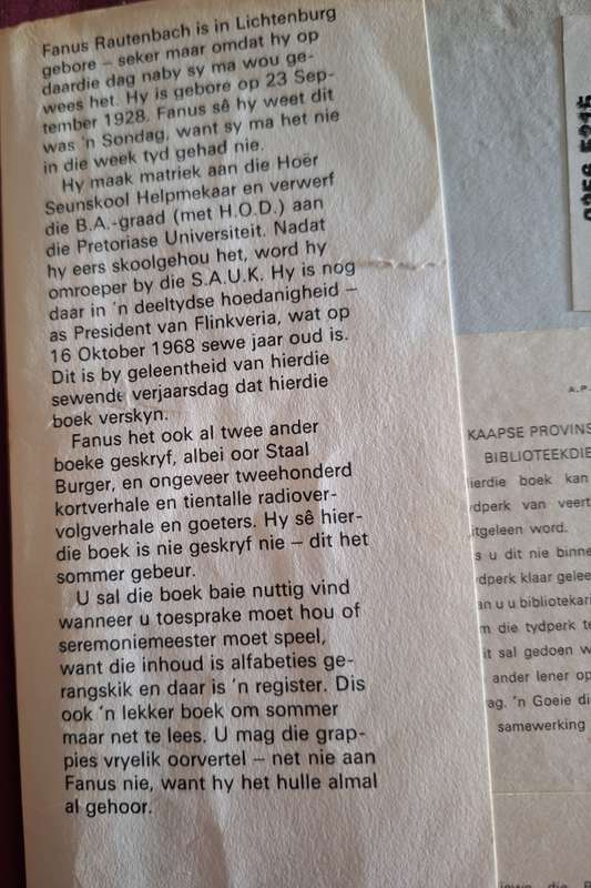 Fanus se Grapboek Segoed vir alle geleenthede - Fanus Rautenbach -1st edition - 1968- Afrikaans Text