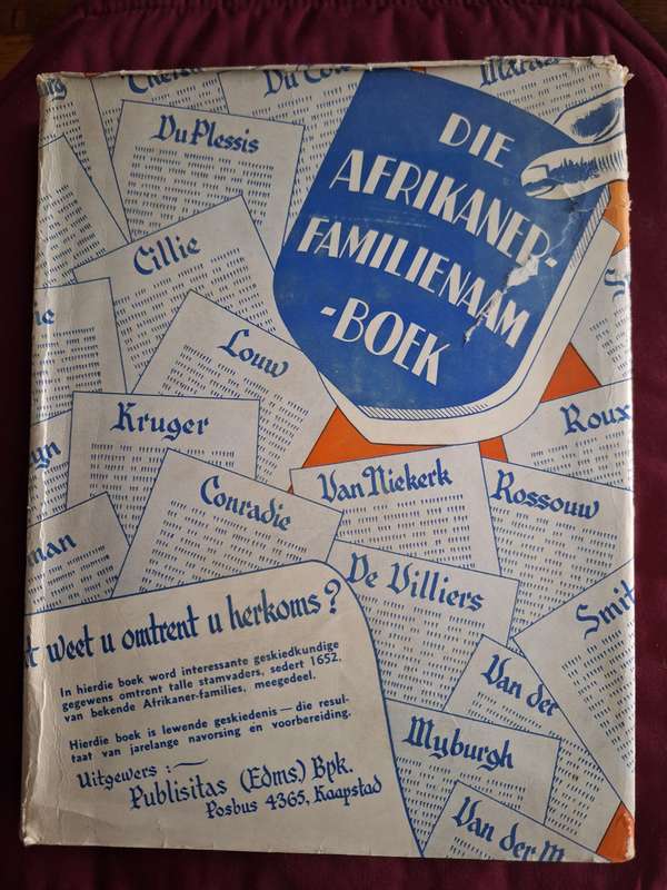 Die Afrikaner-Familienaamboek- 1954 JH Redelinghuys -Afrikaans Text