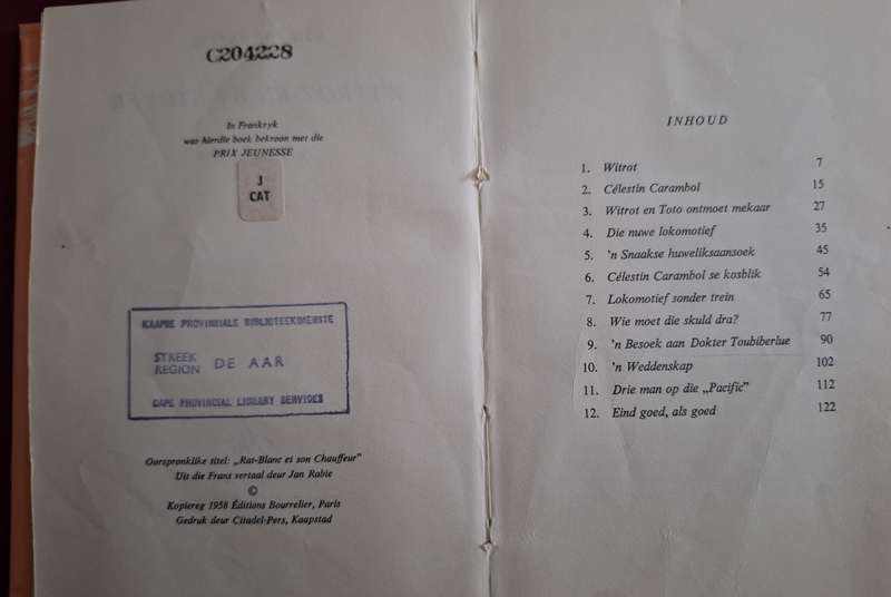 Witrot en sy Stoker- Etienne Cattin 1966 /Afrikaans text (Trains)