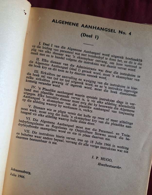 Suid-Afrikaanse Spoorwee/ Algemene Aanhangsel No 4 Deel 1 - 1966 (trains)