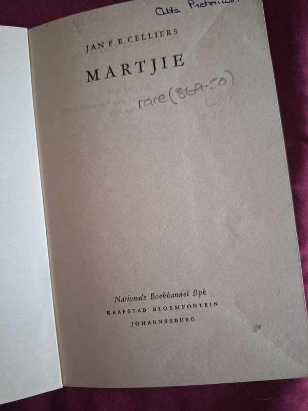 MARTJIE - Jan F E Celiiers - 1959 print - rare. Afrikaans Poetry.