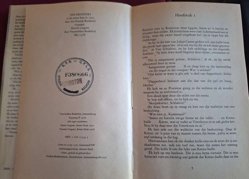 Die Drosters-FA Venter-1978 reprint- afrikaans text.