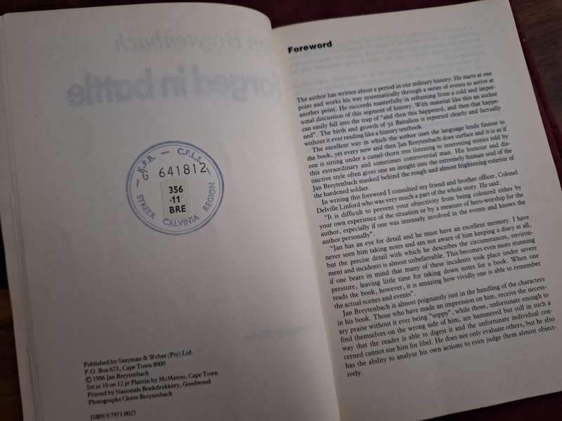 FORGED in BATTLE - Jan Breytenbach- First Edition 1986. English text - Rare