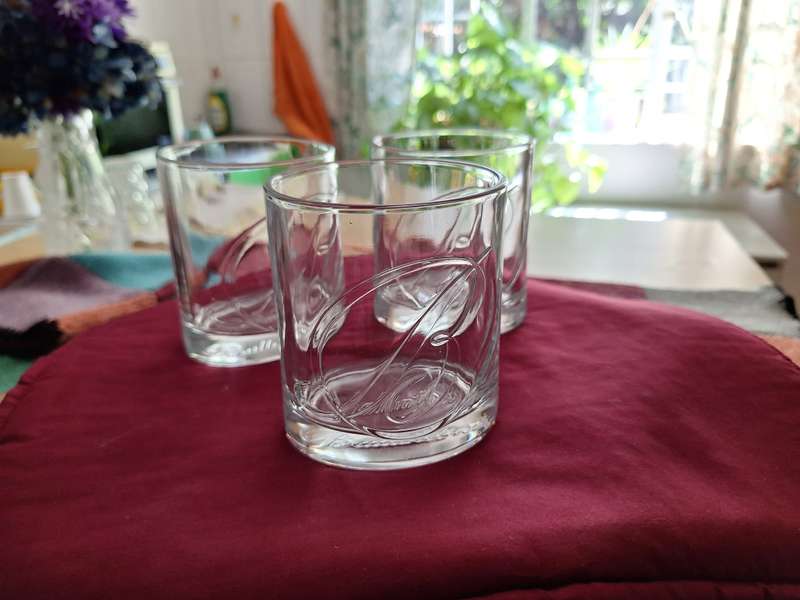 Ballantin's Whiskey Glasses sphere shaped x 3