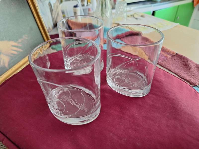 Ballantin's Whiskey Glasses sphere shaped x 3