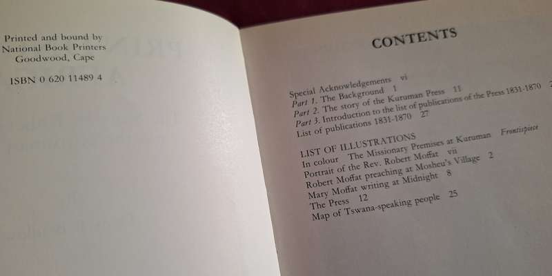 FR BRADLOW-Printing for Africa (Story of Robert Moffatt) 1987 first edition limited print. English.