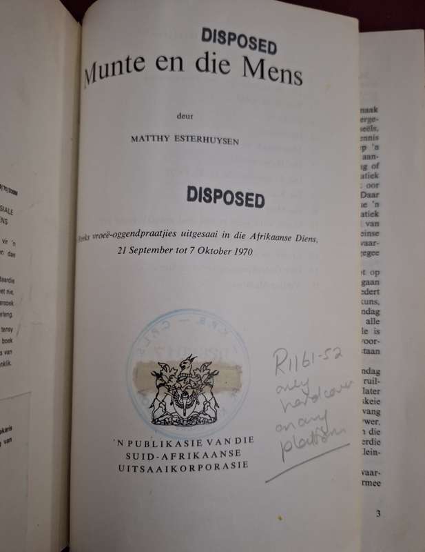 MATTHY ESTERHUYSEN-Munte en die mens-Radio discussions 21Septto7Oct 1970 Afrikaans Radio.