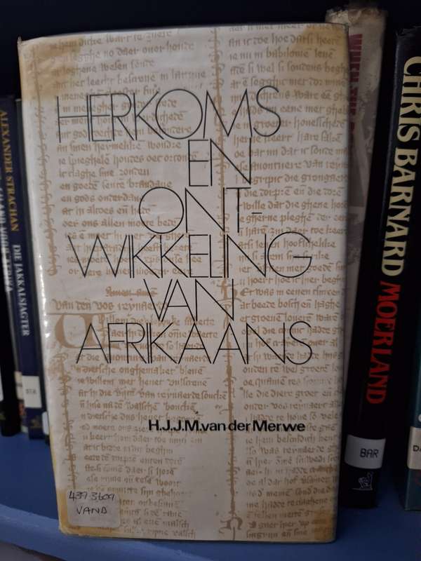 HJJM van der Merwe-Herkoms en ontwikkeling van Afrikaans-1970-first edition-History