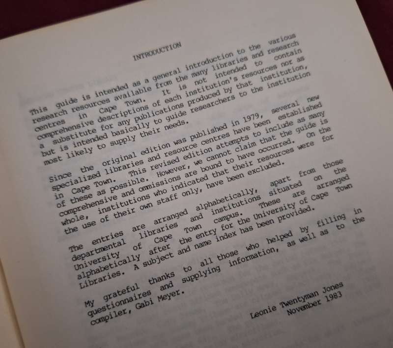 CENTRE FOR AFRICAN STUDIES/no 1/1984-Research resources in Cape Town a Guide/LT Jones