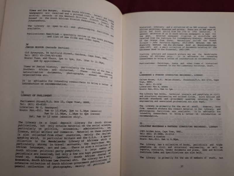 CENTRE FOR AFRICAN STUDIES/no 1/1984-Research resources in Cape Town a Guide/LT Jones