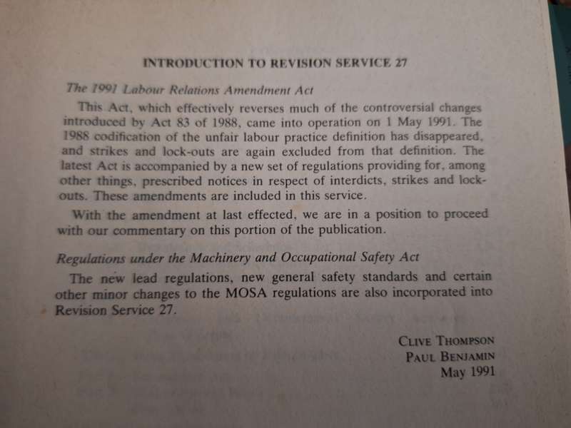 De Kock's Industrial Laws of south Africa- Thompsons-1991