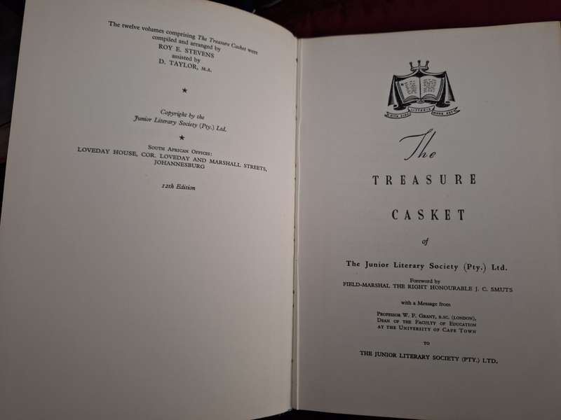 THE TREASURE CASKET of The Junior Literary Society. Scarce. Forward JC Smuts. Roy E Stevens/English