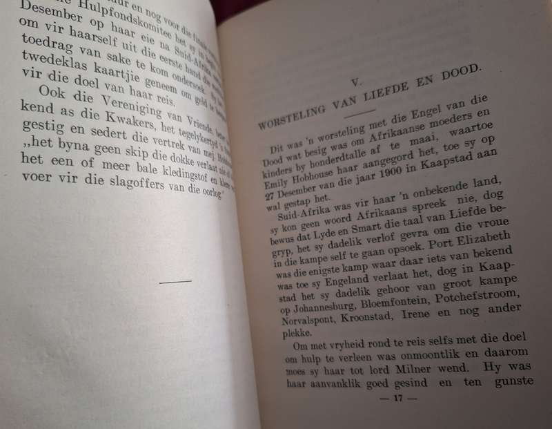 TOT NAGEDAGTENIS van EMILY HOBHOUSE-Dr NJ van der Merwe-1926 rare hardcover/Afrikaans Text/Boer War