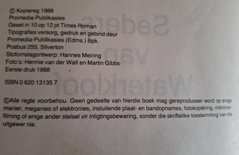 SIGNED-SEDERS VAN WATERKLOOF- 1988 first edition. Afrikaans Text. (60 eminent South Africans)