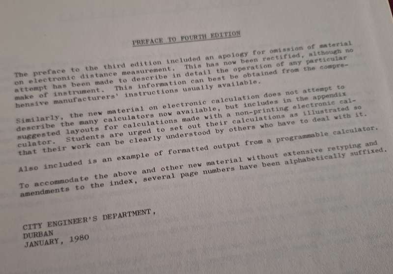DURBAN SURVEY HANDBOOK 4TH EDITION City engineer's dept Durban corporation/1980