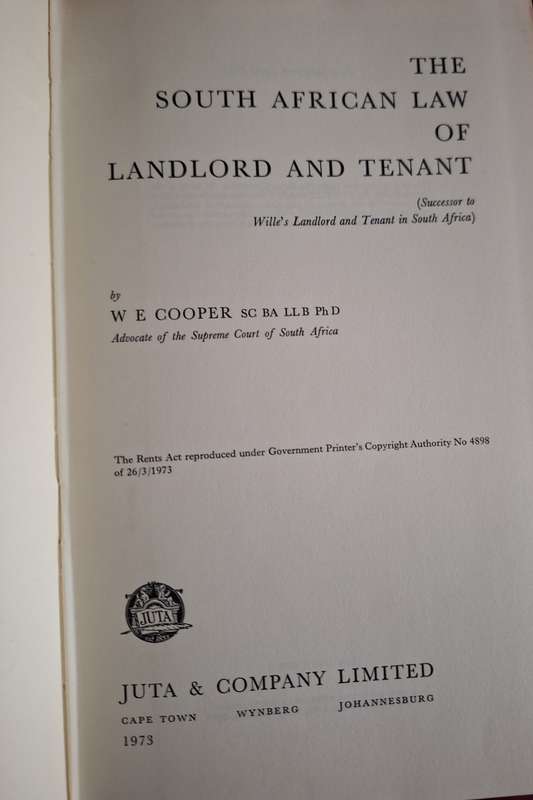 THE SOUTH AFRICAN LAW OF LANDLORD AND TENANTS-COOPER-1973-English text
