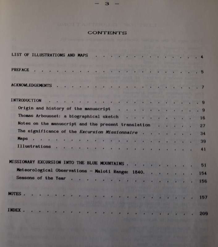 MISSIONARY EXCURSION- Thomas Arbousset-( A history of the Basotho) 1991