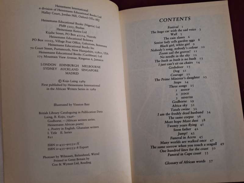 Godhorse Kojo Laing "a unique and individual voice" - Heinemann african poets