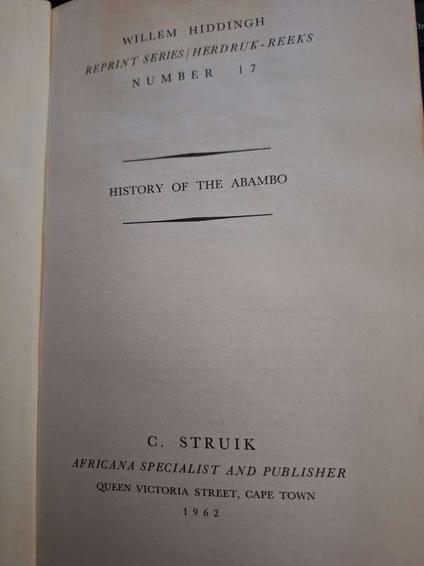 History of THE ABAMBO generally known as FINGO's by the Rev's. John Ayliff/Joseph Whiteside-1962