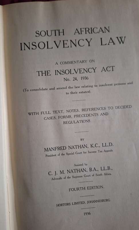 SOUTH AFRICAN INSOLVENCY LAW-Manfred Nathan 1936