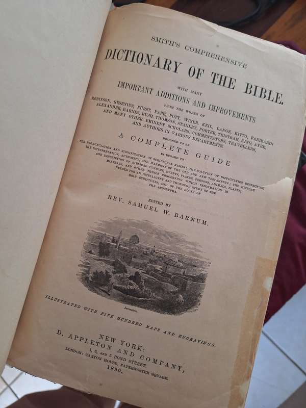SMITH'S COMPREHENSIVE DICTIONARY OF THE BIBLE - Rev. Samuel W. Barnum -RARE-1890/Appleton