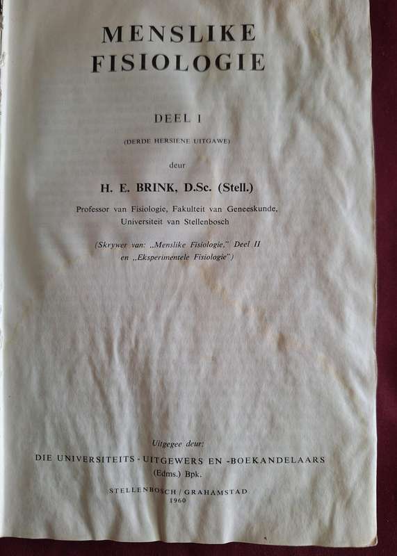 H E BRINK - Menslike Fisiologie Deel 1 / 1960 Medical