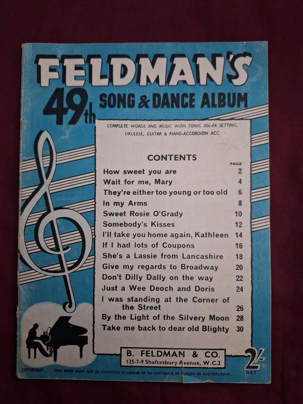 SHEET MUSIC - Feldman's - song and dance album no. 49 - pp34