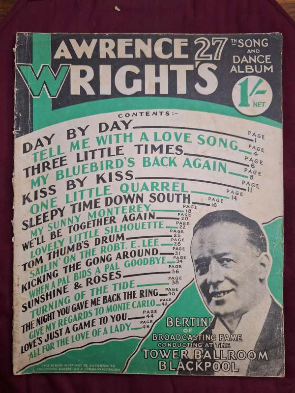 SHEET MUSIC - Lawrence Wright - song and dance album no. 27 - pp50
