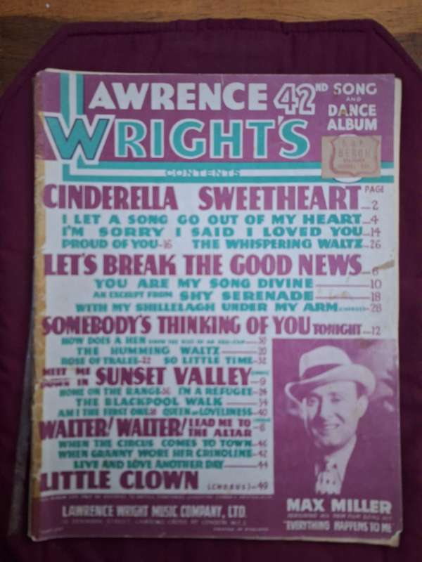 SHEET MUSIC - Lawrence Wright - song and dance album no. 42 - pp50