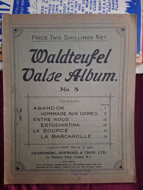 SHEET MUSIC - Waldteufel Valse Album no. 5 Violin in part.