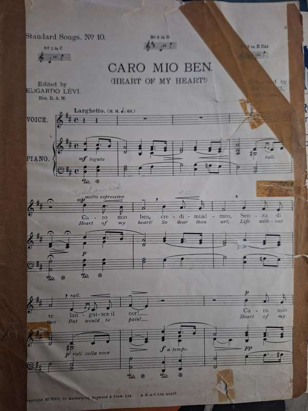 SHEET MUSIC-CARO MIO BEN. composed by GIODANI. PP4
