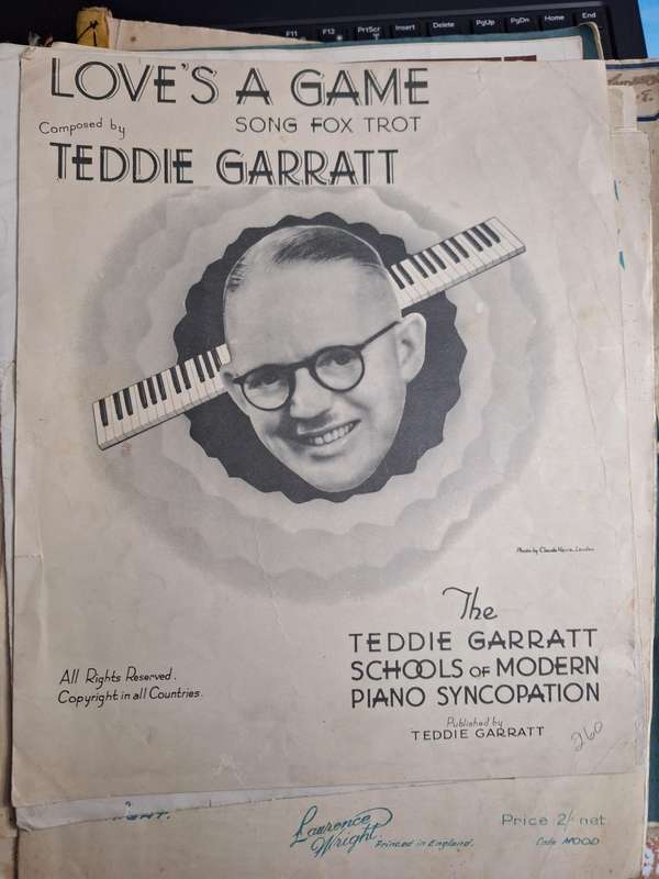 SHEET MUSIC - LOVE's A GAME song fox trot composed by TEDDIE GARRATT