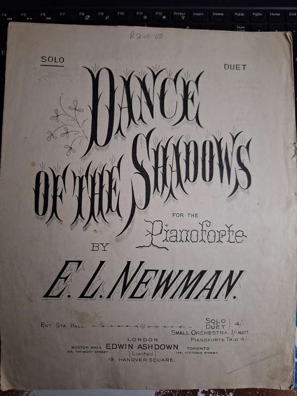 SHEET MUSIC-Dance of the shadows for the pianoforte by E.L. NEWMAN.