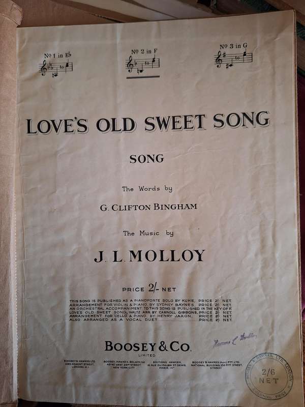 SHEET MUSIC - Love's old sweet song - music by JL Molloy. pp8
