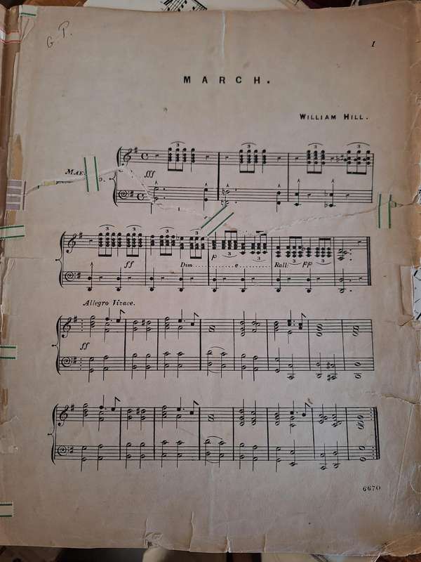 SHEET MUSIC - March by William Hill/A cycle of 6 society dances by King Hall - pp6