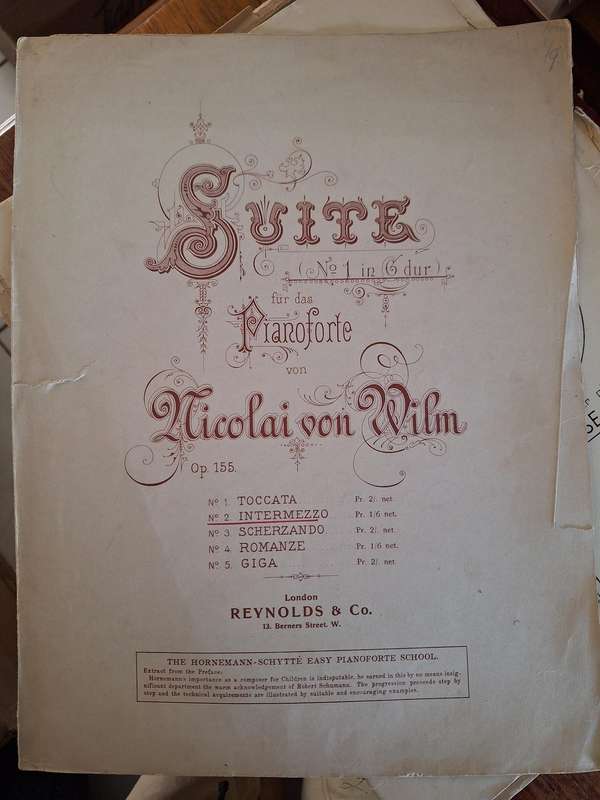 SHEET MUSIC-SUITE no. 1 in G dur fur das Pianoforte von Nicolai von Wilm op155. pp6