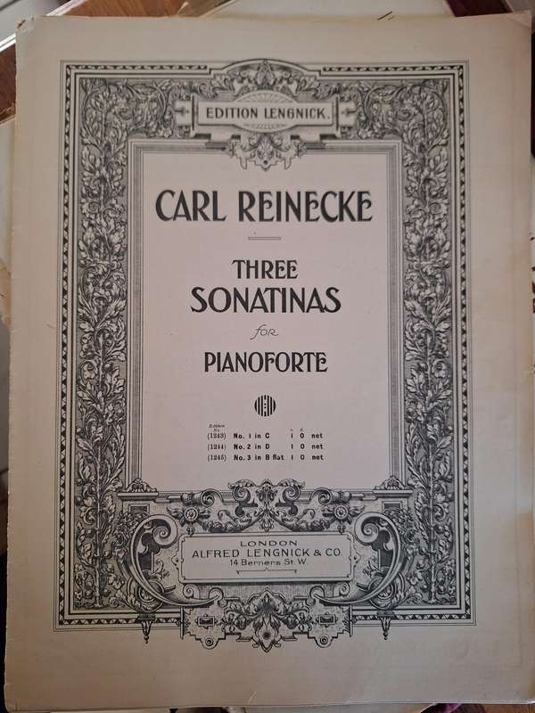 SHEET MUSIC -CARL REINECKE - THREE SONATINAS FOR PIANOFORTE. pp12