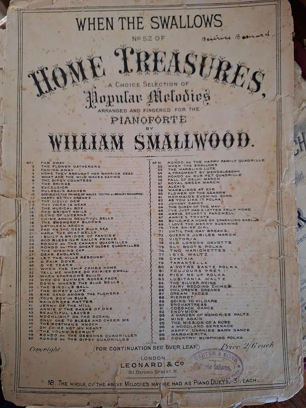 SHEET MUSIC/When the Swallows no.52 - William Smallwood. Pianoforto - pp6