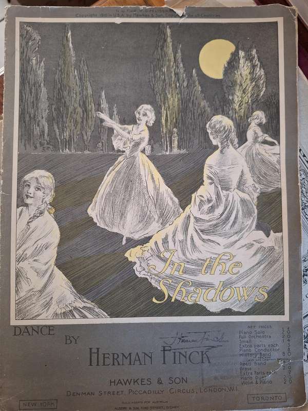In the Shadows - dance by Herman Finck (Signed) Music Score pp6