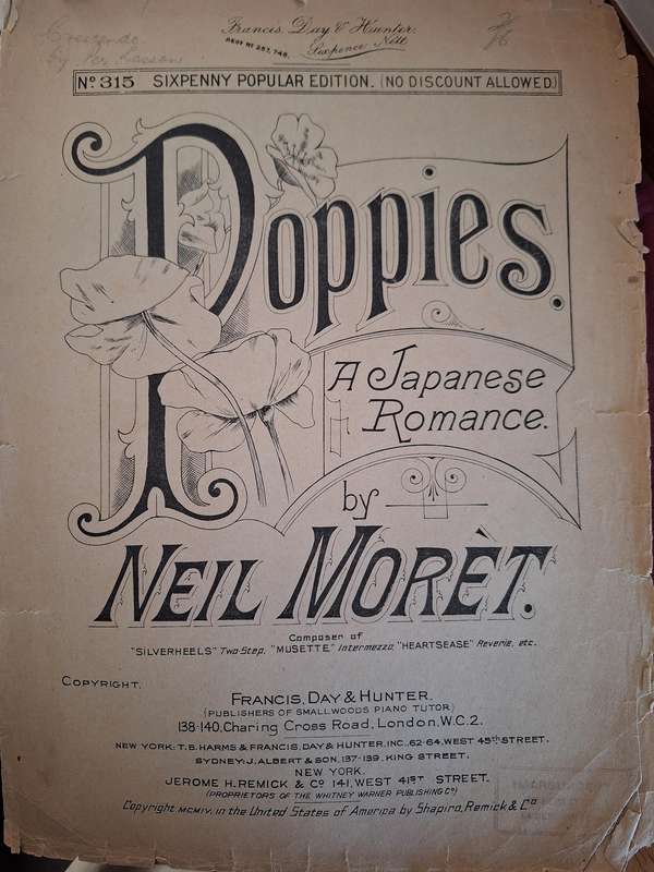 SHEET MUSIC-Poppies a Japanese Romance by Neil Moret. Score.pp8