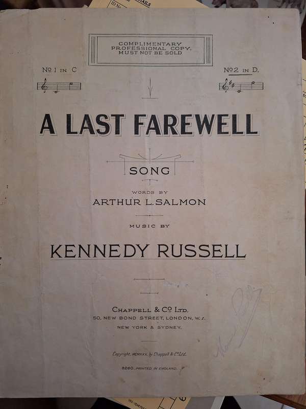 SHEET MUSIC - A Last Farewell music by Kennedy Russell. pp6