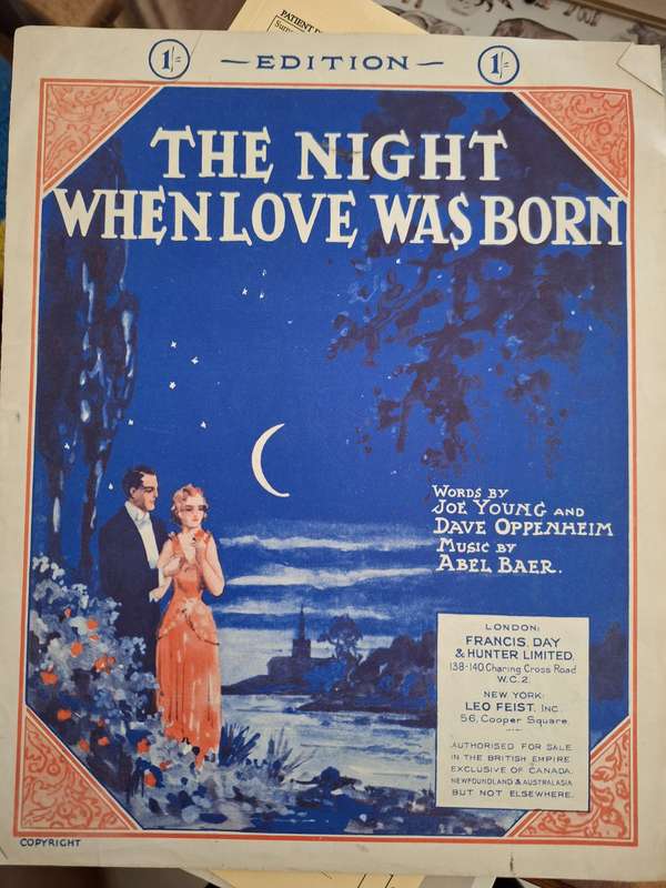 SHEET MUSIC - The night when love was born Music by Abel Baer. pp4