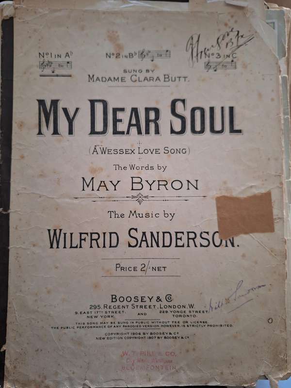 SHEET MUSIC-My dear Soul music by Wilfrid Sanderson. PP6