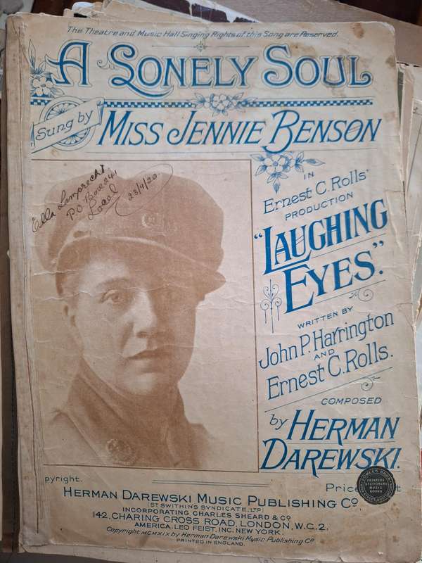 SHEET MUSIC - A lonely Soul production "laughing eyes" music by Herman Darewski. pp6