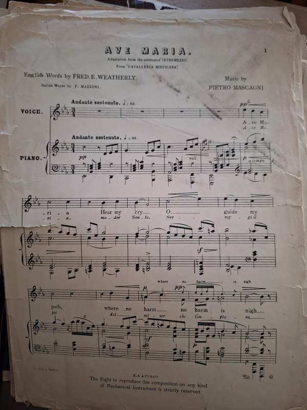 SHEET MUSIC - AVE MARIA music by Pietro Mascagni. pp4