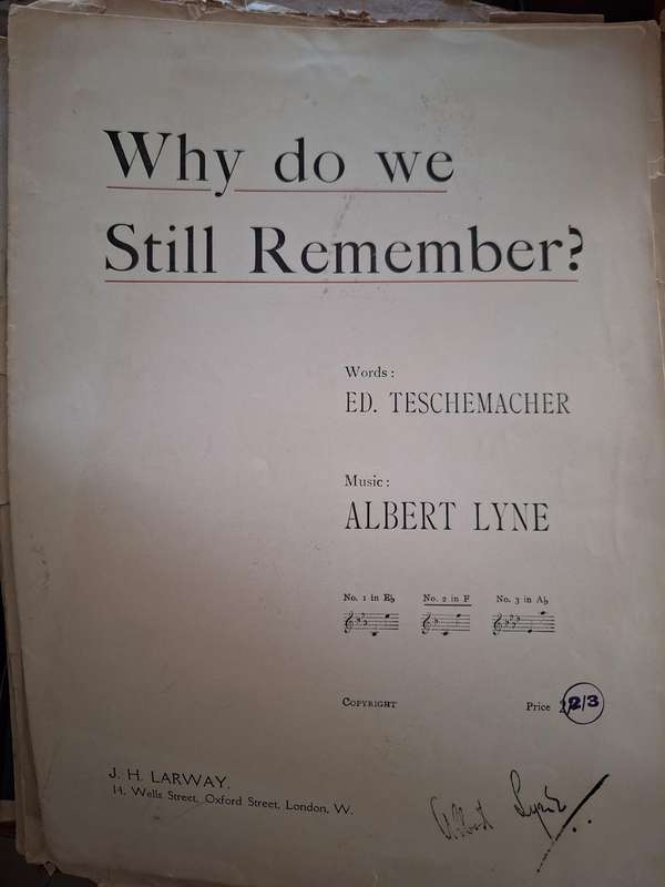 SHEET MUSIC - Why do we still remember? Music -Albert Lyne. pp6